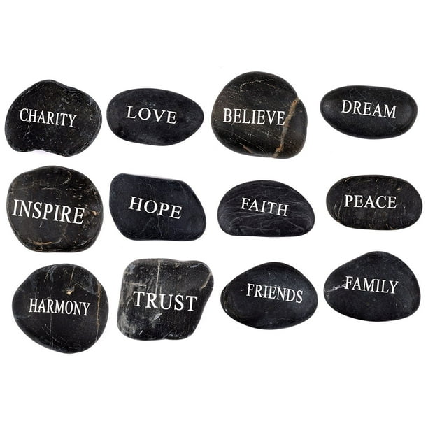 Hope and Trust Religious Home Decor Set of 12 Fun Express Faith Stones with Inspirational Words Like Love 
